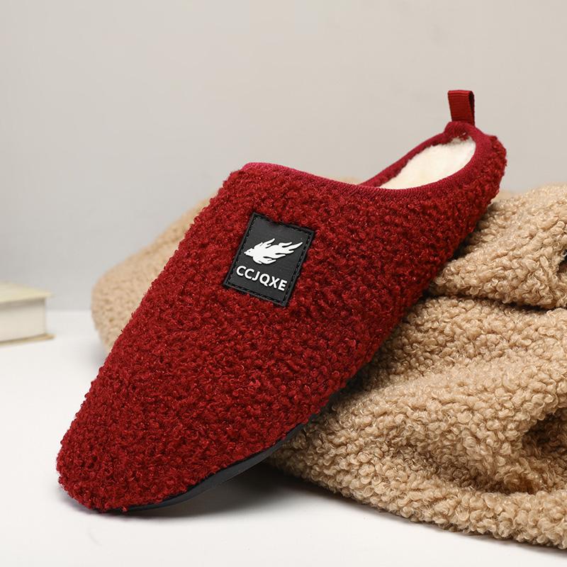 

Men Winter Soft Sole Comfortable Mens Indoor Floor Antiskid Slides Bedroom Warm Plush Slipper Male Home Casual Cotton Shoes 36-37 червоний