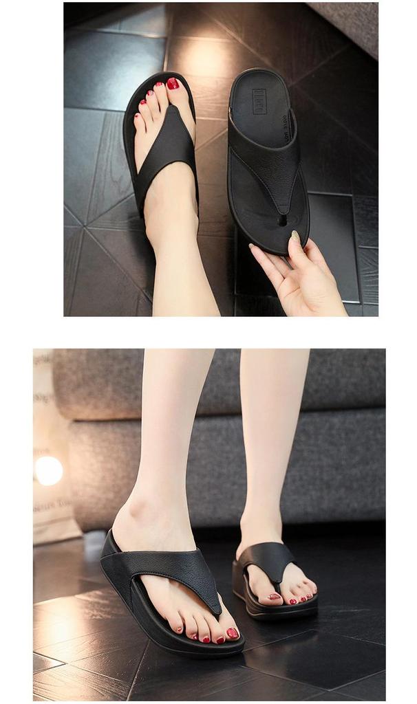 Women's Beach Wedge Heel Flip-Flops: Soft Sole, Waterproof, Non-Slip, Thick Sole, Summer Thong Sandals