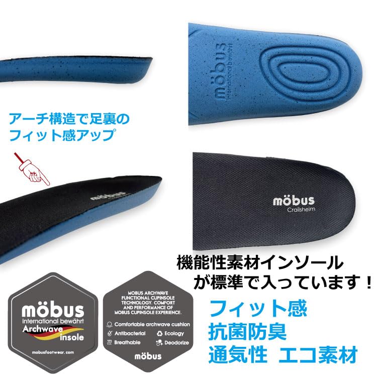 Mobus Men's Leather Sneakers, Genuine Leather, Sports, Casual, Walking Shoes with Built-in Functional Insole, Current Model VICTOR (Black, Size 25.5 c