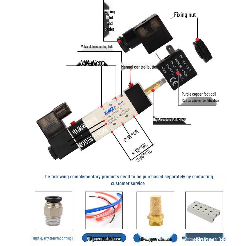 Bobină Electrovalvă din Cupru Integral AC220V Cap Valvă 4V310-10 4V210-08 Cupru 4V410 DC24V