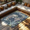 Blue Tiger Pattern Bohemian Rug, Jungle Theme Non-Slip Carpet, Plush Living Room Mat for Nature Inspired Decor