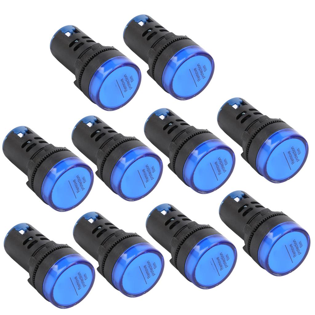 10Pcs Blue LED Signal Light AD16‑22DS High Brightness LED Indicator for Equipment