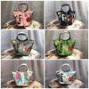 Alphabet Graffiti Vegetable Basket Tote Painted Portable Bucket Bag New Women's Bag