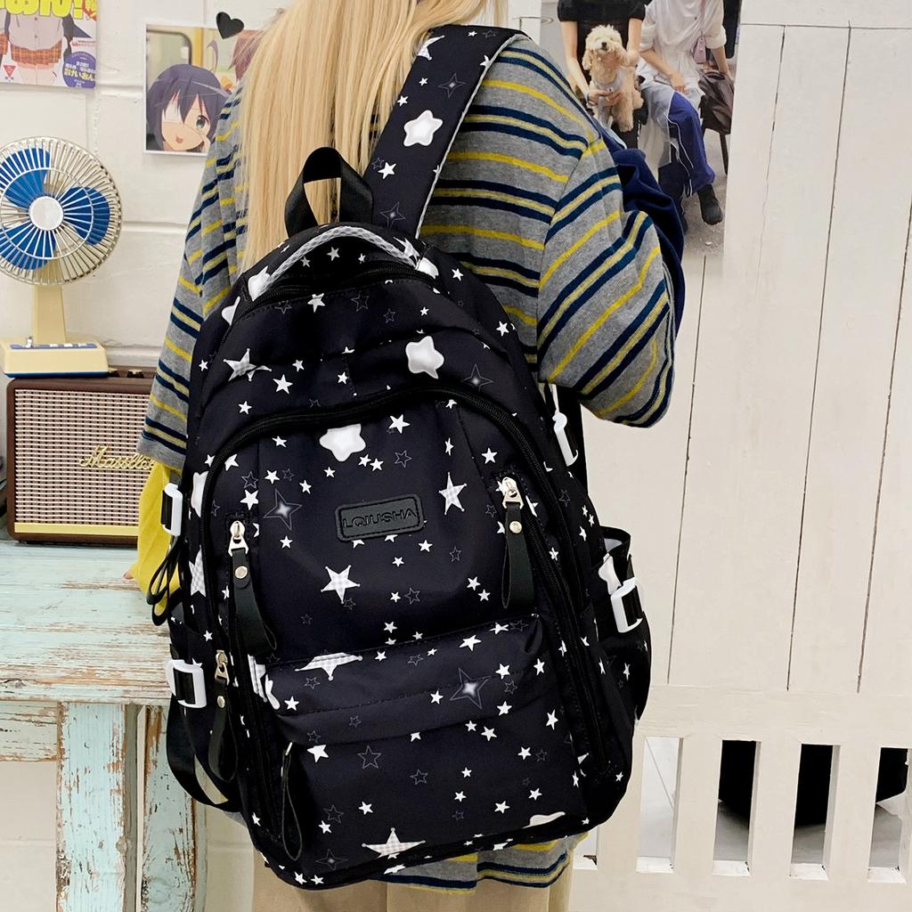 Schoolbag1011 new schoolbag female junior high school high school student large capacity star printing backpack female college student computer bag
