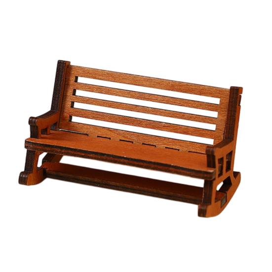 Mini Rocking Chair Ornament 1:12 Scale Premium Synthetic Wood Lightweight Miniature Furniture Fairy Garden Photography Props