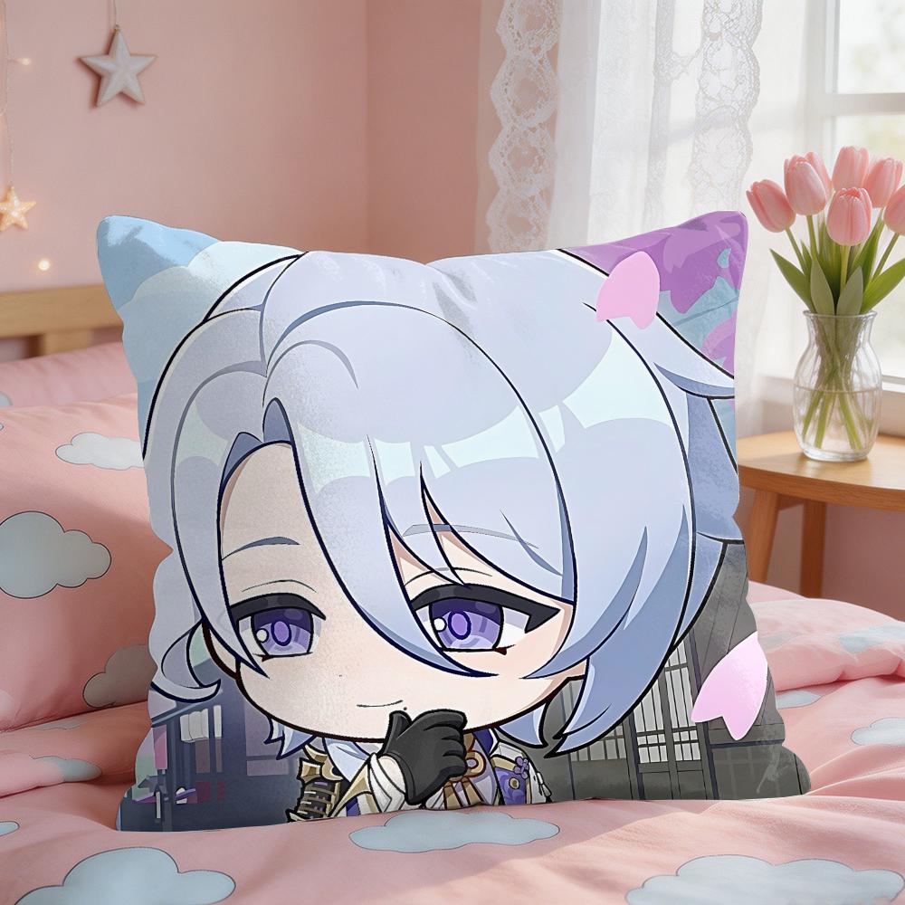 Kamisato Ayato Cute Genshin Cushion Cover Square Short Plush Pillow Case Living Room Sofa Home Decor Funda X