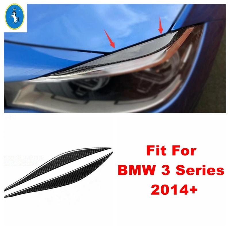 Для BMW 3 серии 2014 2015 2016 2017 ABS Автомобильные накладки на передние фары Накладки-брови Накладки-аксессуары Покрытие из углеродного волокна
