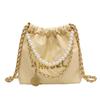 Popular small bags women's summer versatile new diamond chain messenger bag pearl bucket bag
