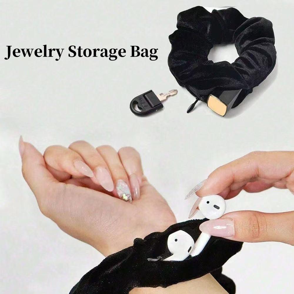 Gomas de terciopelo con bolsillo con cremallera para el pelo para mujer, Scrunchie oculto para el pelo, Sujetador de coleta, Bandas elásticas, Regalo para amiga