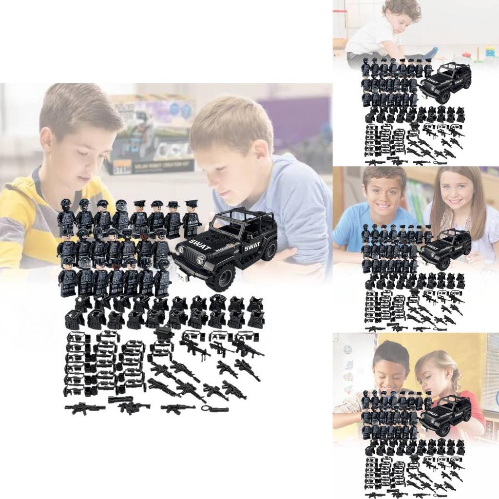 Military Action Figure Police Swat Black Special Forces Building Block Set For Kids