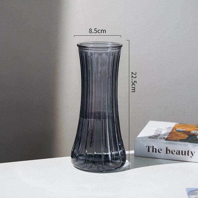 Nordic Cone-Shaped Transparent Glass Vase for Lucky Bamboo and Flowers