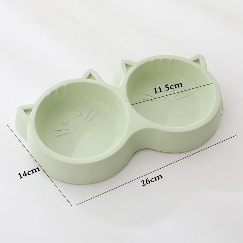

Нескользящая двойная миска для домашних кошек, экологически чистый полипропиленовый материал, форма мордочки мультяшного кота, миска для кормления щенков и кошек, принадлежности для кормления