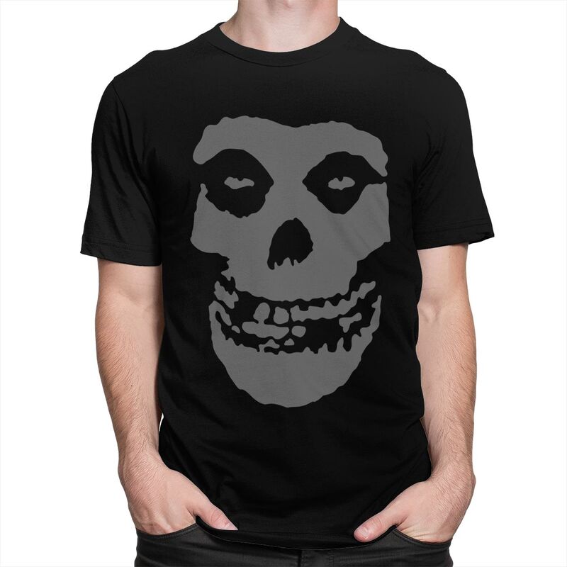 Custom Horror Punk Rock Misfits Skull T Shirt for Men Tshirt Tees Short Sleeve Tshirts Loose Fit