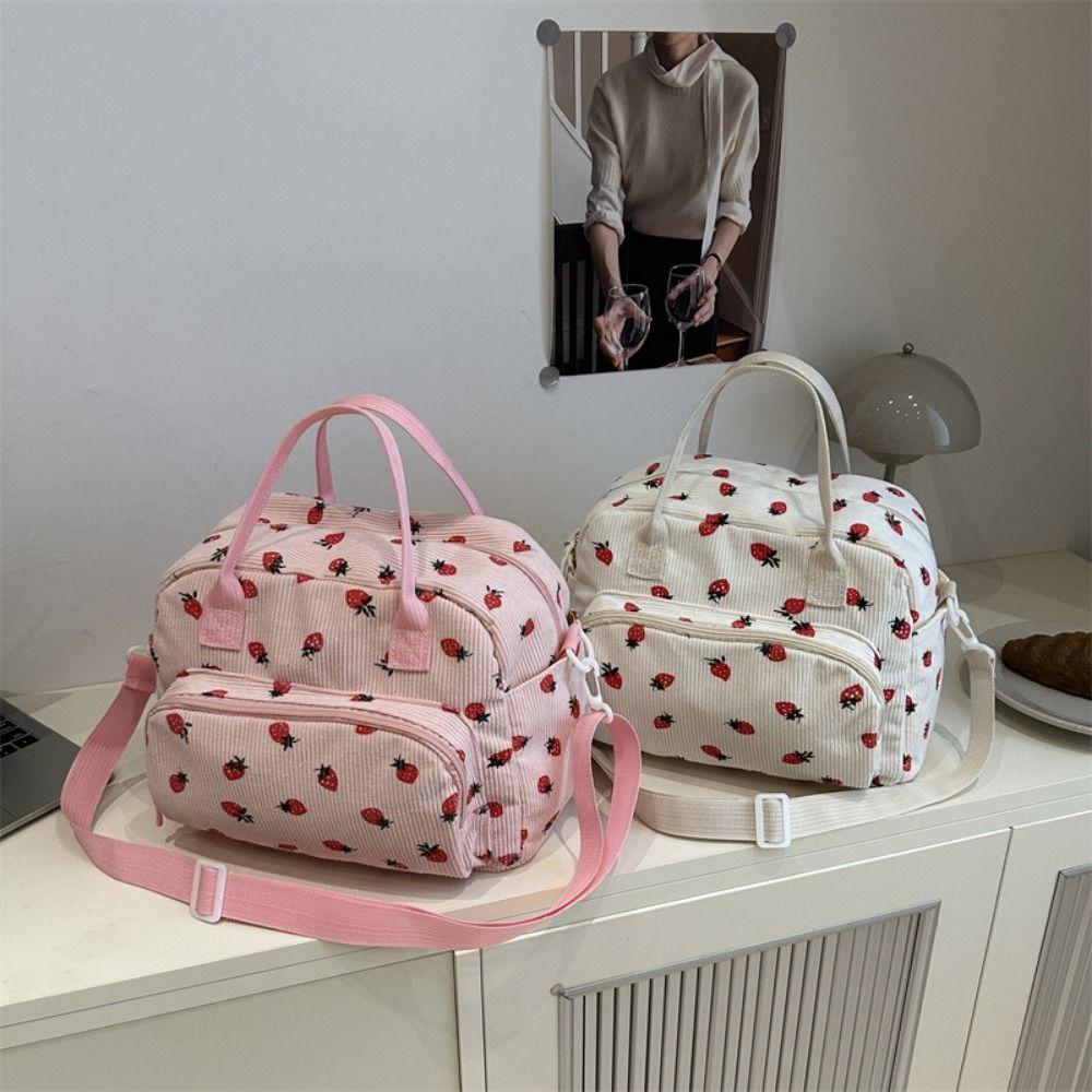 Large Capacity Corduroy Hand-Held Bag Waterproof Lady's Crossbody Bag for Commuting