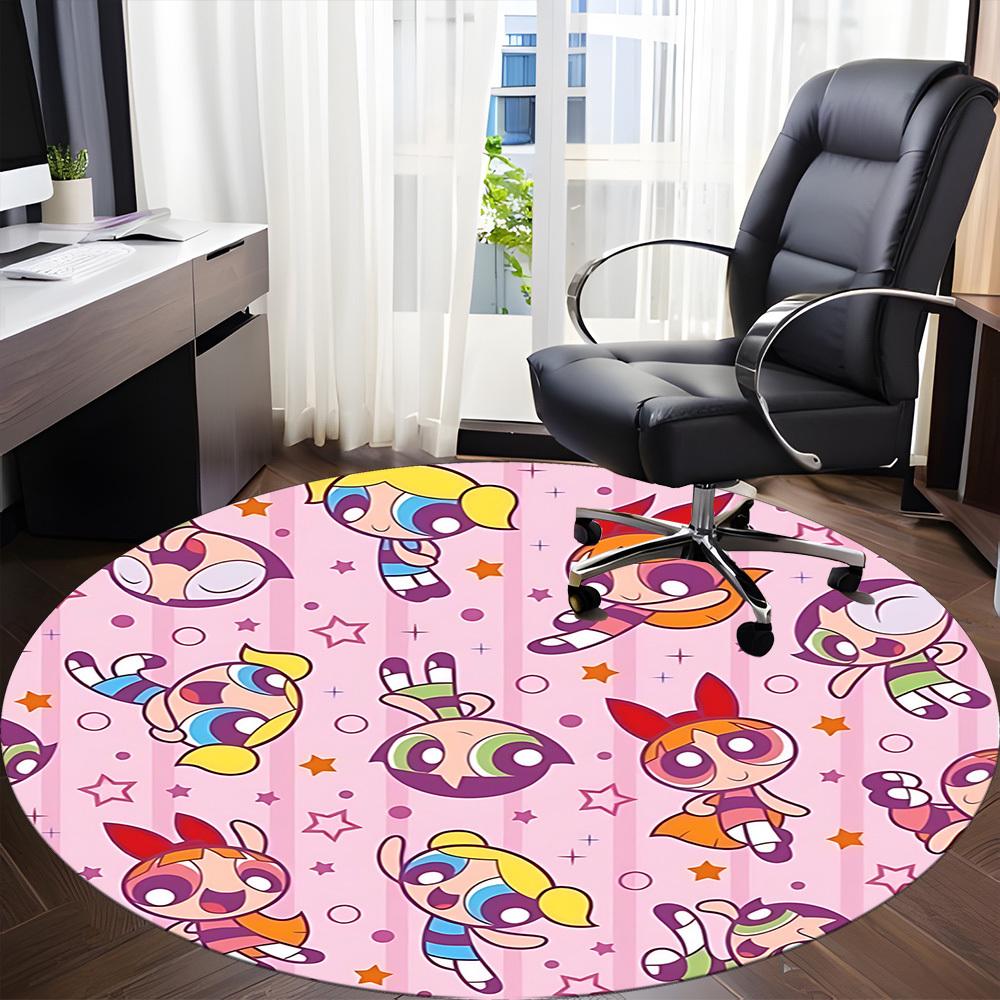 1pc Powerpuff Girls Office Round Area Rug, Under Office Chairs Bedroom Living Room Home Decor  a1022217