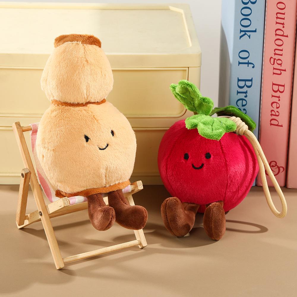 Creative Eggplant & Mushroom Vegetable Plush Doll with Red Umbrella - Cute Pendant Gift
