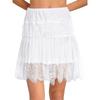 Women‘s Vintage Elastic Waist Skirt Eyelash Lace Pleated Hem Extender Half Slip Underskirt Layering
