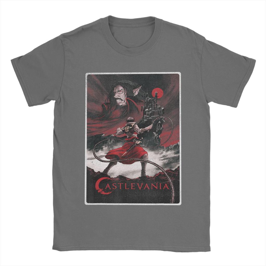 Vintage Castlevania Character Panels TShirts Men Round Collar Pure Cotton T Shirts  Short Sleeve Tees Plus Size Tops