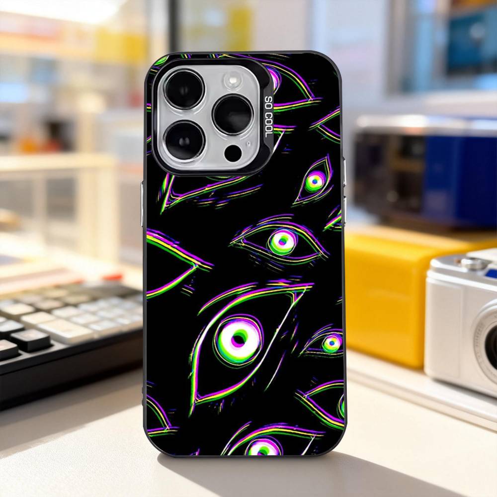 Horror Scary Face Eyes Phone Case For iPhone 11,12,13,14,15,16,17,Pro,Max,Plus,E,Air,Mini IMD Matte Black