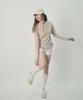 Mihebeu Double Lace Shirred Long Sleeve Pastel Pink
