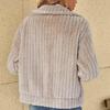 Sonbahar Kış Kadın Sıcak Tüylü Ceket Moda Patchwork Yaka Palto Kadın Zarif Günlük İş Seyahatı Tatil Dış Giyim