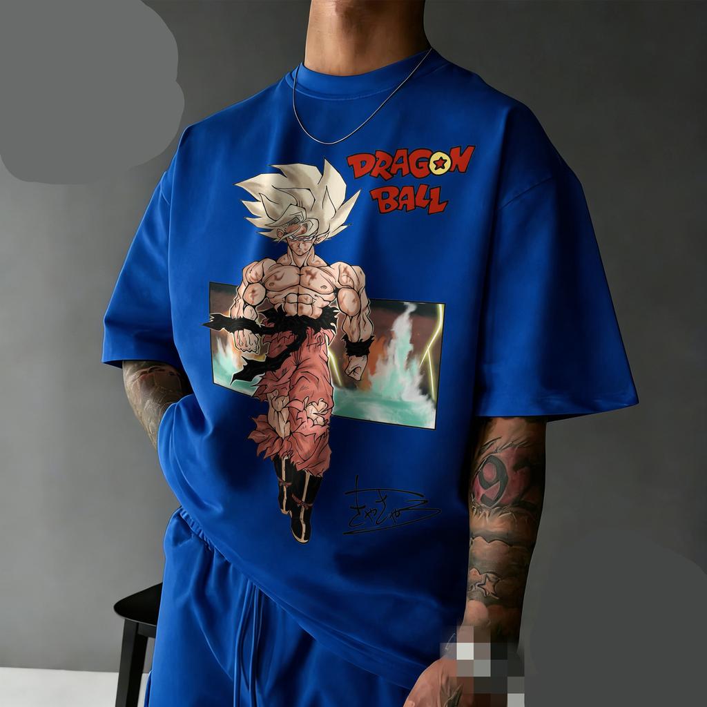 Summer Dragon Ball Retro Gym Men's Printed T-Shirt 100% Cotton Oversized Goku Super Saiyan Print Streetwear Unisex