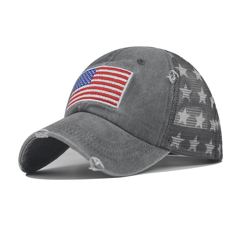 Cap Cotton Pure Washed Holes Five Pointed Star American Summer Flag