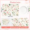 Colorful Floral Spring Plastic Placemats Set of 6,Summer Watercolor Flowers Place Mats,Washable Table Mats