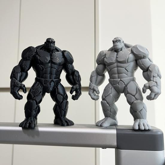 3D Printed Stone Gorilla Statue, Rock Muscle Figure with Heavy Base, Creative Desk Decor, Home Office Ornament, Unique Gift for Men Boys
