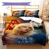 Billie Eilish Custom Name Pattern Bedding,Quilt Set Quilt Cover Pillowcase Home Birthday Gift(1 * Duvet Cover + 2 * Pillowcase, Without Core)