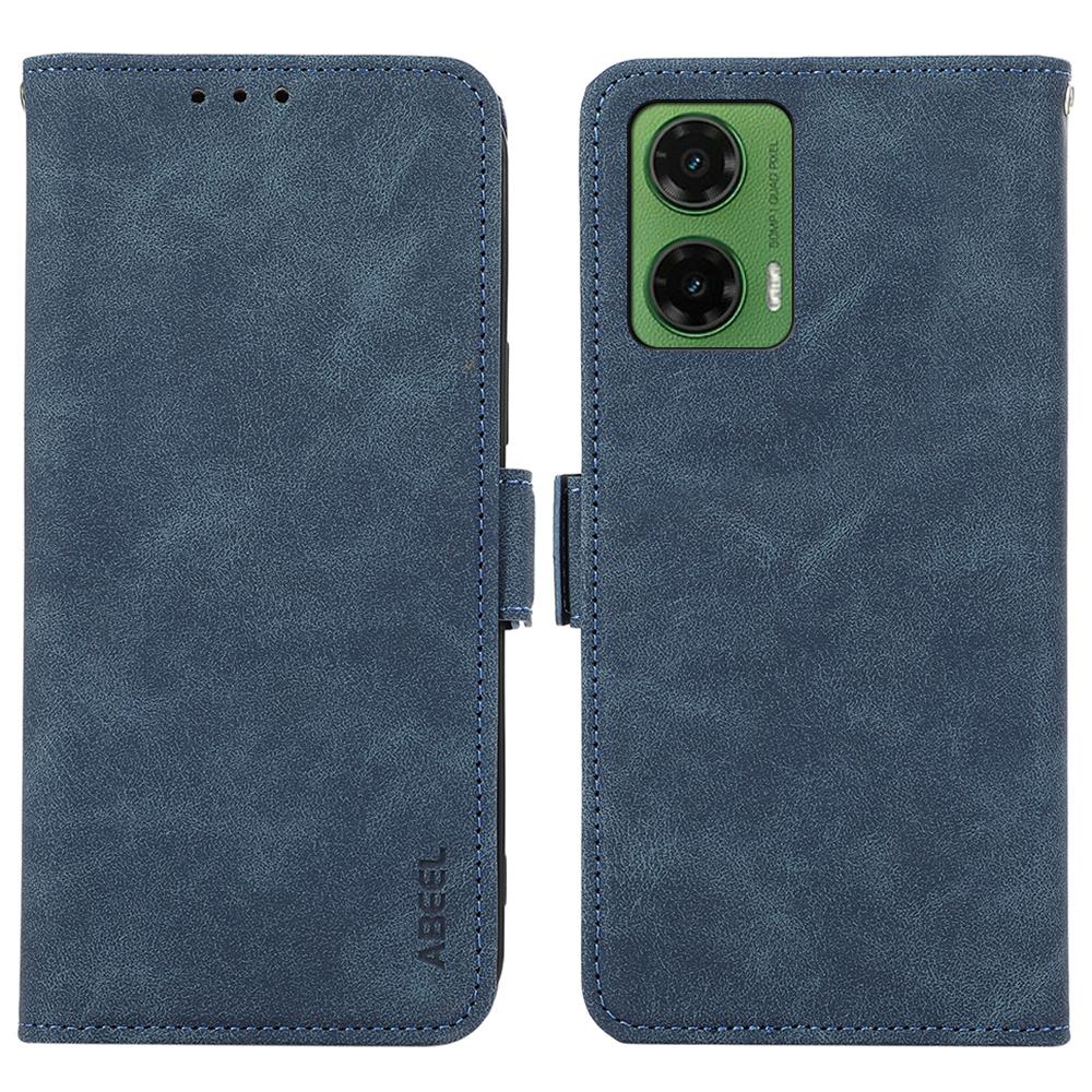 ABEEL For Motorola Moto G35 5G Case PU Leather Folio Stand View RFID Blocking Phone Cover