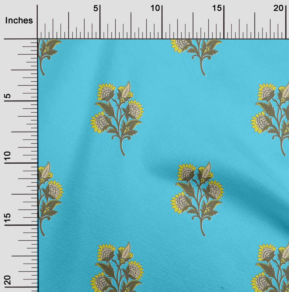 oneOone Cotton Flex Pale Yellow Fabric Leaves & Flower Floral Sewing Fabric By The Yard Printed Diy Clothing Sewing Supplies 40 Inch