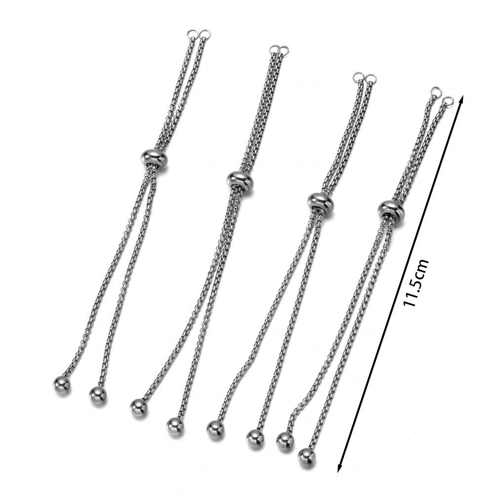 3pcs/lot Stainless Steel Adjustable Slider Chain for Jewelry Making DIY Loops Connector Pendants Bracelets Material Findings