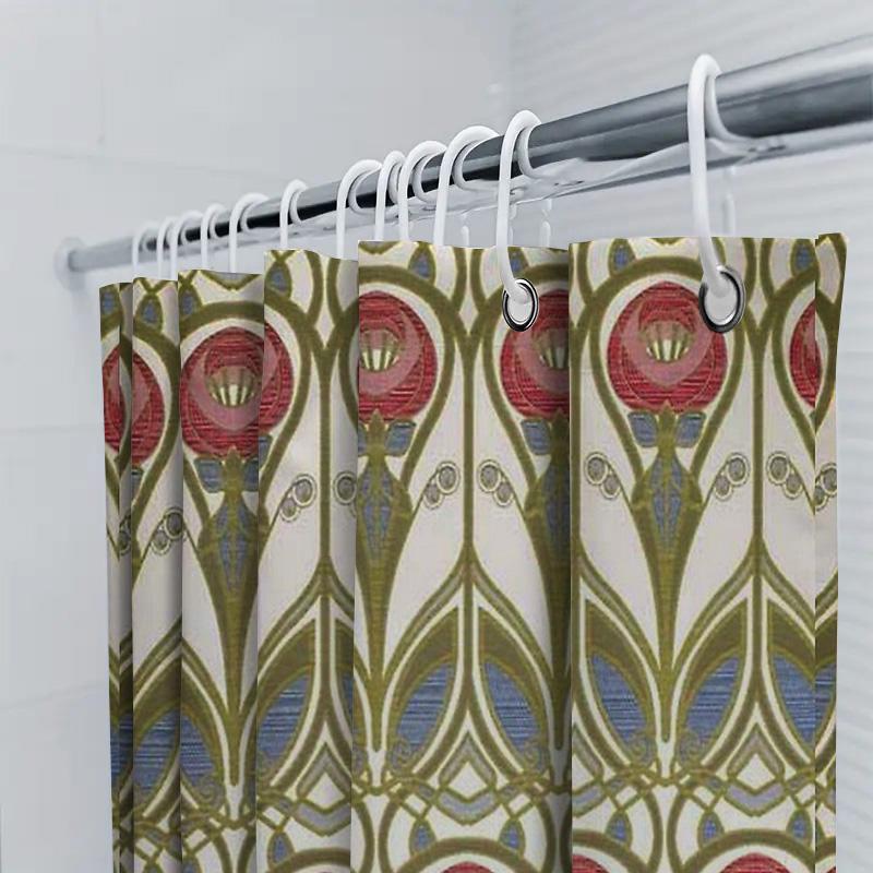 Floral Shower Curtain Botanical Print Nature Theme Bathroom Decor Vintage Style Waterproof Fabric Backdrop Home Textile Artistic