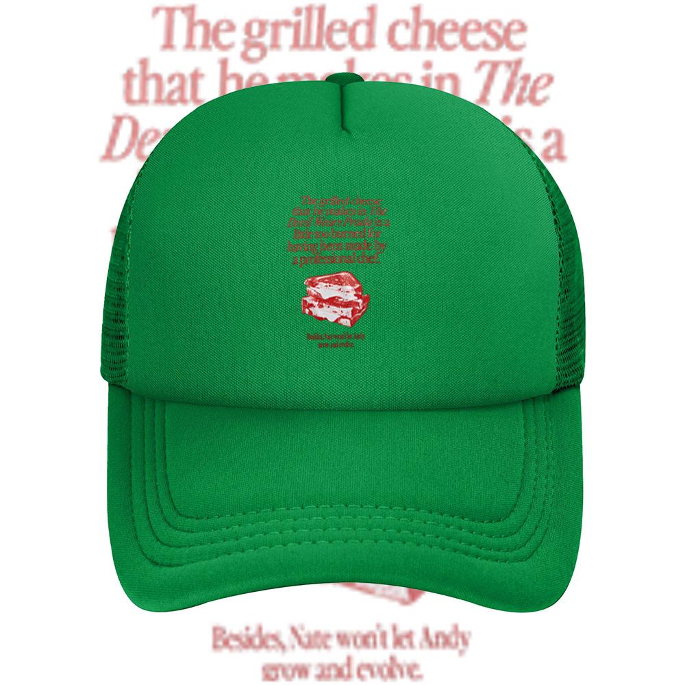 Burnt Cheese Sandwich Text Design Black Background Baseball Cap Anime Graphic Hats Adult Unisex Women Sports Outdoor