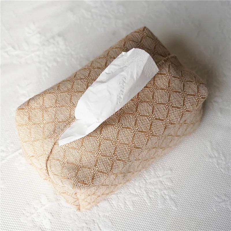 Vintage Aesthetic Tissue Box Container Embroidery Japanese Napkin Holder Portable Toilet Paper Holders Kitchen Organization