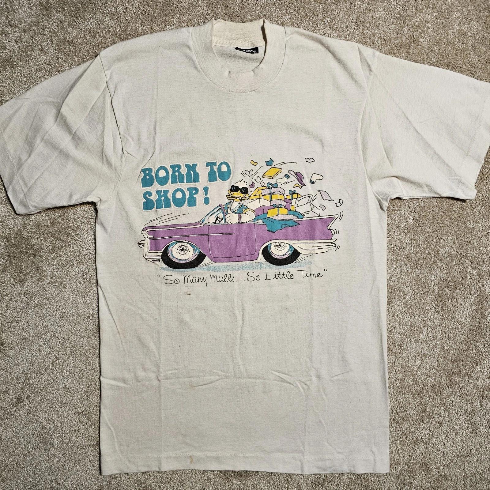 

Vintage 80s 90s Born To Shop! Screen Stars T-shirt Mens M Distressed Punk Single L