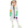 Kids Girls Crazy Science Laboratory Scientist Jacket Gloves Dress Set Children Halloween Cosplay Costumes Role Play Outfit