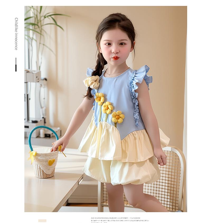 Girls' Summer Dress Set 2026 New Style Children's Summer Fashionable Thin Style Little Girl Baby Shorts Very Beautiful