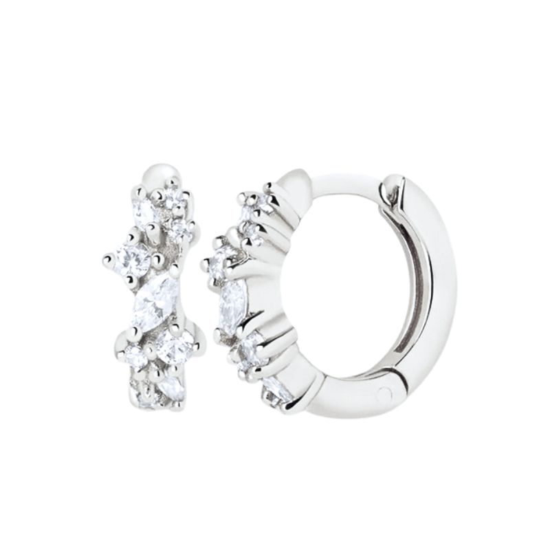 925 Silver Ear Buckles Fashion Hoop Earrings White Crystal Luxury Women's Earrings Wedding Women's Jewelry Premium Gift