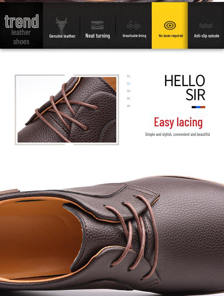 2026 Men's Versatile Leather Lace-up Shoes: Soft Sole for Business & Casual Wear