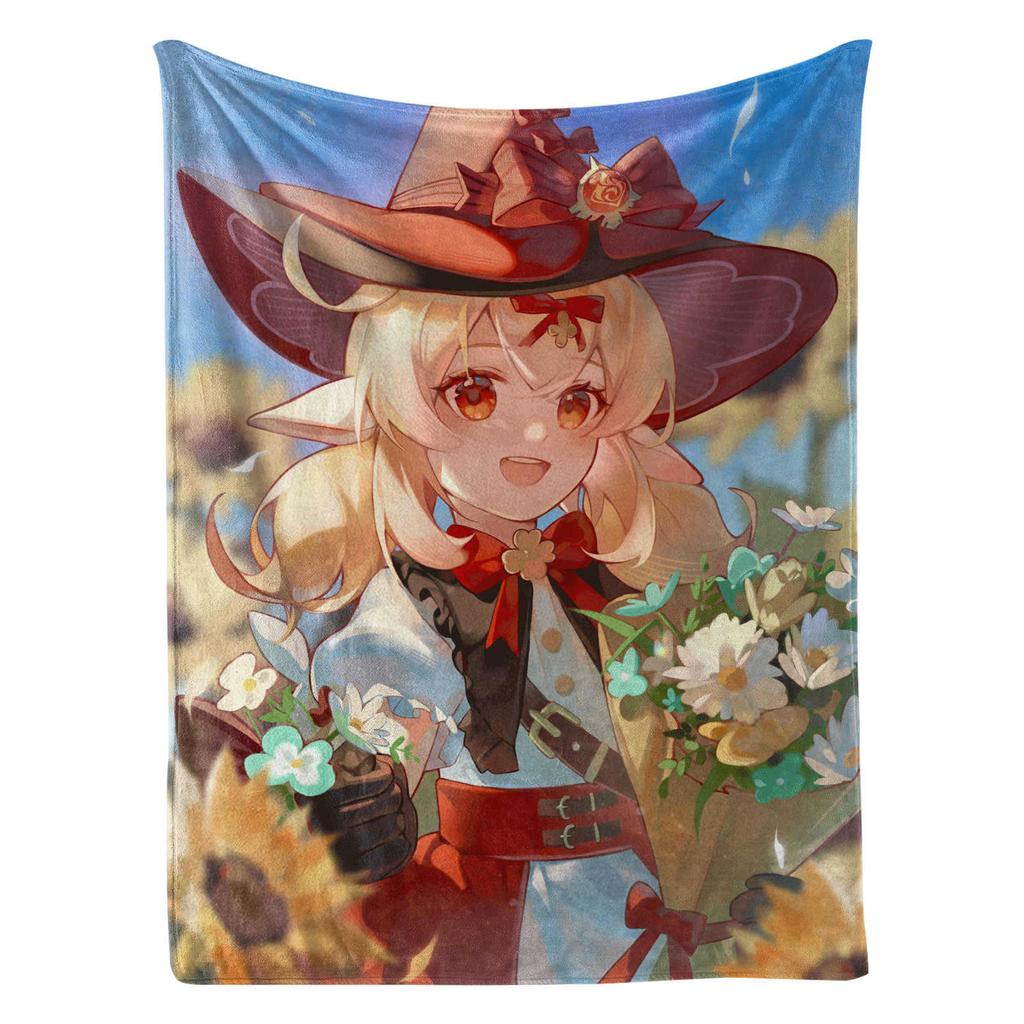 Genshin Impact Klee Cartoon Cute Blanket Cover Warm Soft Anime Flannel Knee Lanket Multifunctional Decoration Universal Blankets