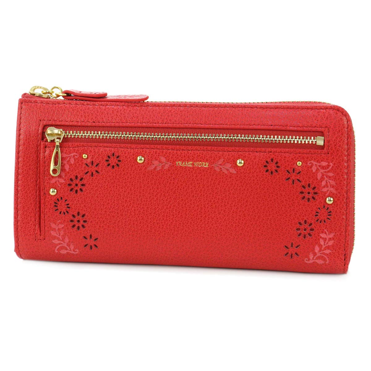 

Long wallet with coin purse zipper type Genuine leather Pleuse Red [Framework] L-shaped Women s FW-41806-30 червоний