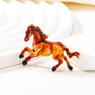 Enamel Galloping Horse Zodiac Brooch - Year of the Horse Jewelry