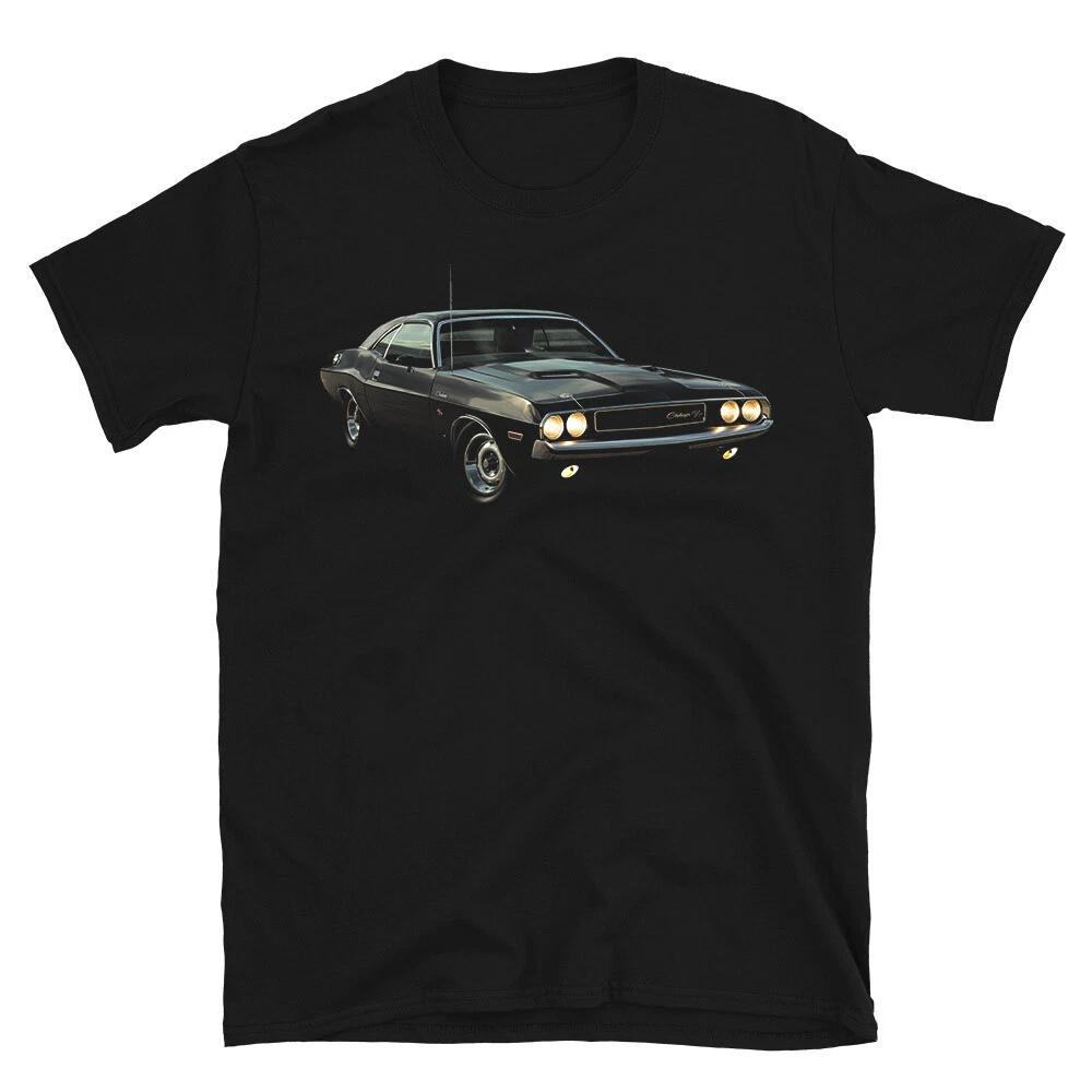 Męska koszulka Challenger R T Vintage 1970 Amerykański Muscle Car Bawełniana koszulka