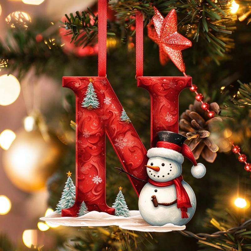 1Pcs Navidad Gift 26 Letters Acrylic Pendant For Christmas Tree Personalized Xmas Decoration Holiday Home Ornaments