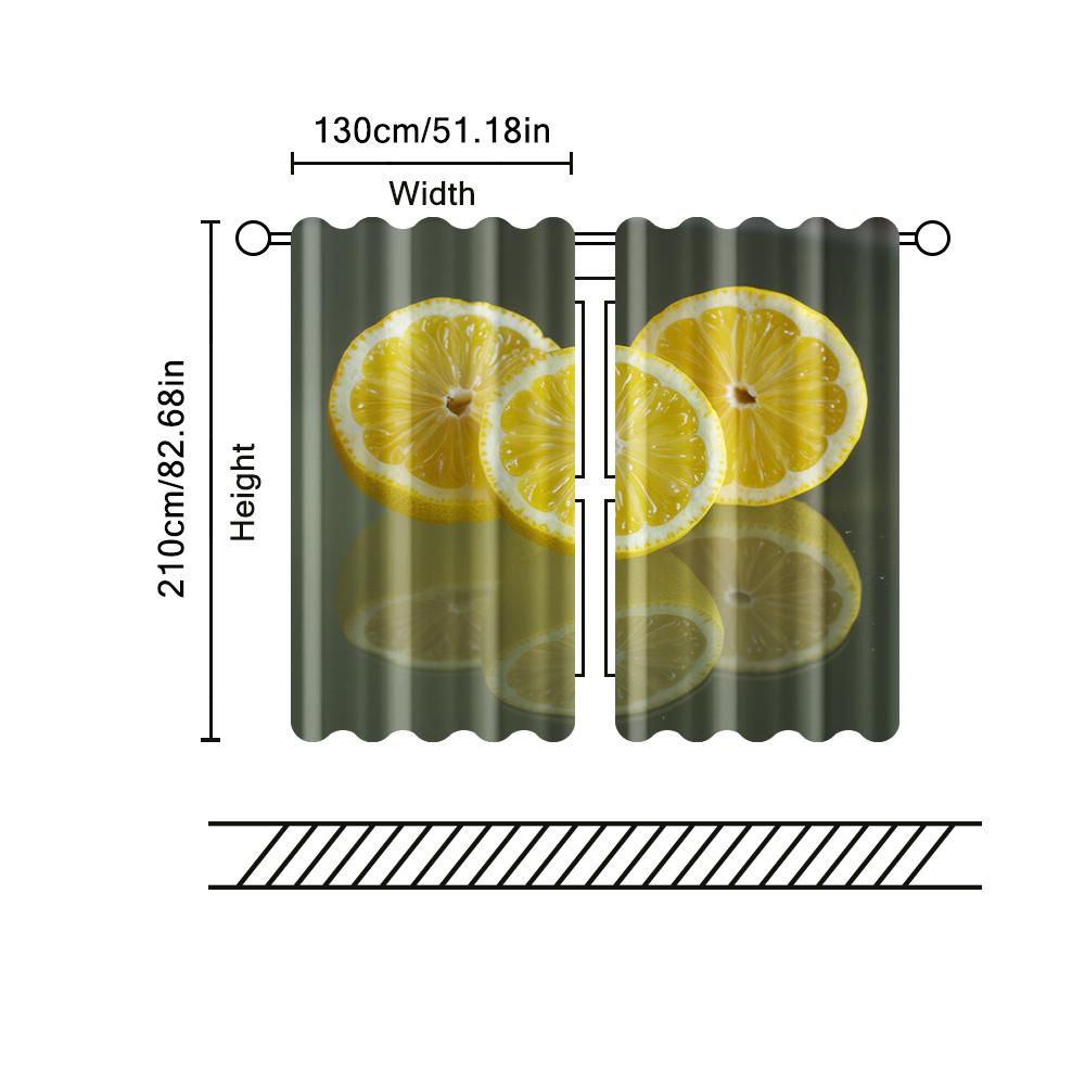 Set Of 2 Filtering Curtains Excluding Rods Non Movable Without Batteries Lemon Use Bedrooms Living Rooms Curtain Polyester Perfect For Area