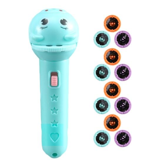 Kids Story Projector Flashlight Animal Image Projector Toy with Changeable Discs Early Learning Educational Toy for Bedtime Fun Gift for Children