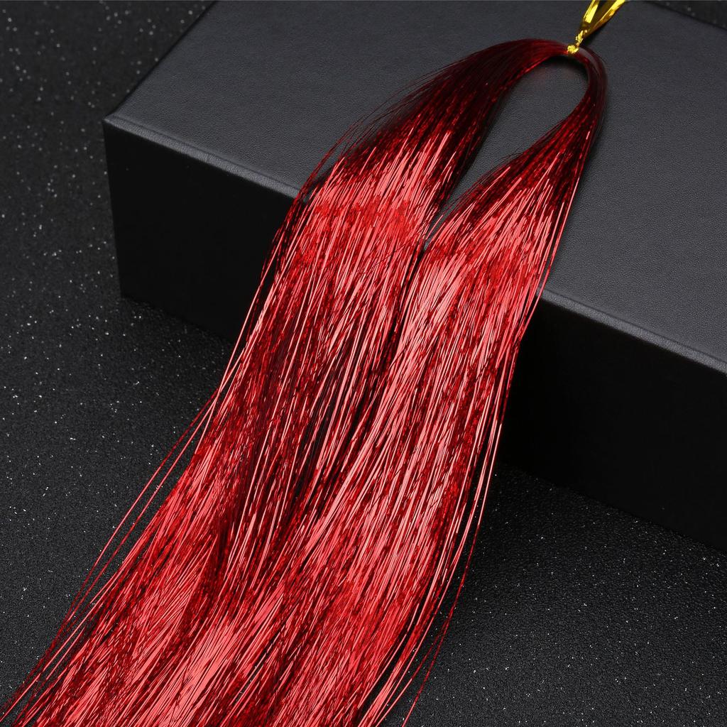48inch Shiny Sparkle Hair Tinsel Kit Rainbow Women Colorful Glitter Bling Hair Extension Twinkle Hair Dazzles Accessories for