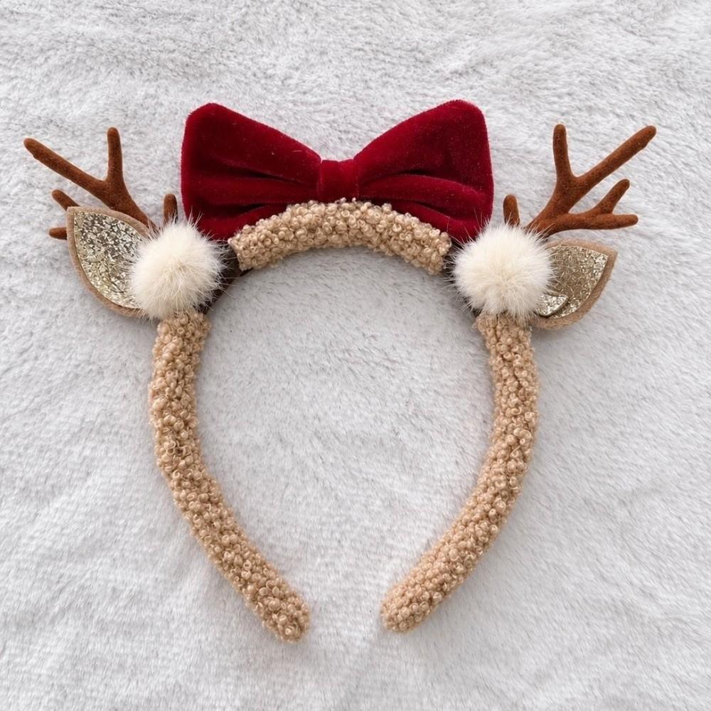 Snowflake Reindeer Antlers Headband Plush Xmas Headwear Atmosphere Christmas Headband New Year